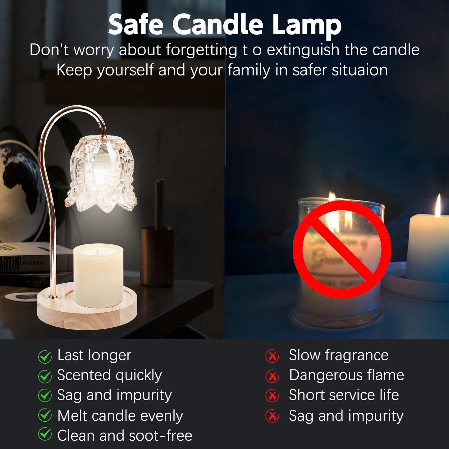 Candle Warmer Lamp, Adjustable Timer & Dimmer and Height with 2 Bulbs, Bedroom Living Room Home Decor Wax Melt Warmer for Scented Wax, Birthday Gifts for Women, Mom Gifts Idea
