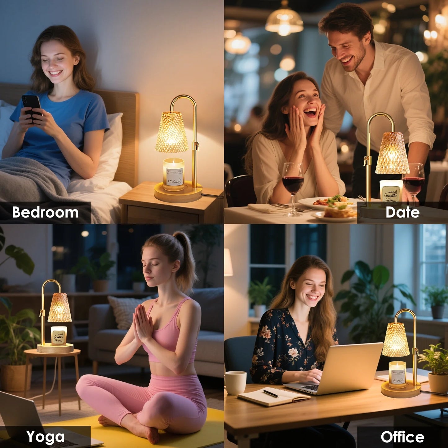 Candle Warmer Lamp with Timer, Dimmable Adjustable Height Wax Warmer Lamp,Home Decor Wax Melter Light (2*50W GU10 Bulbs)