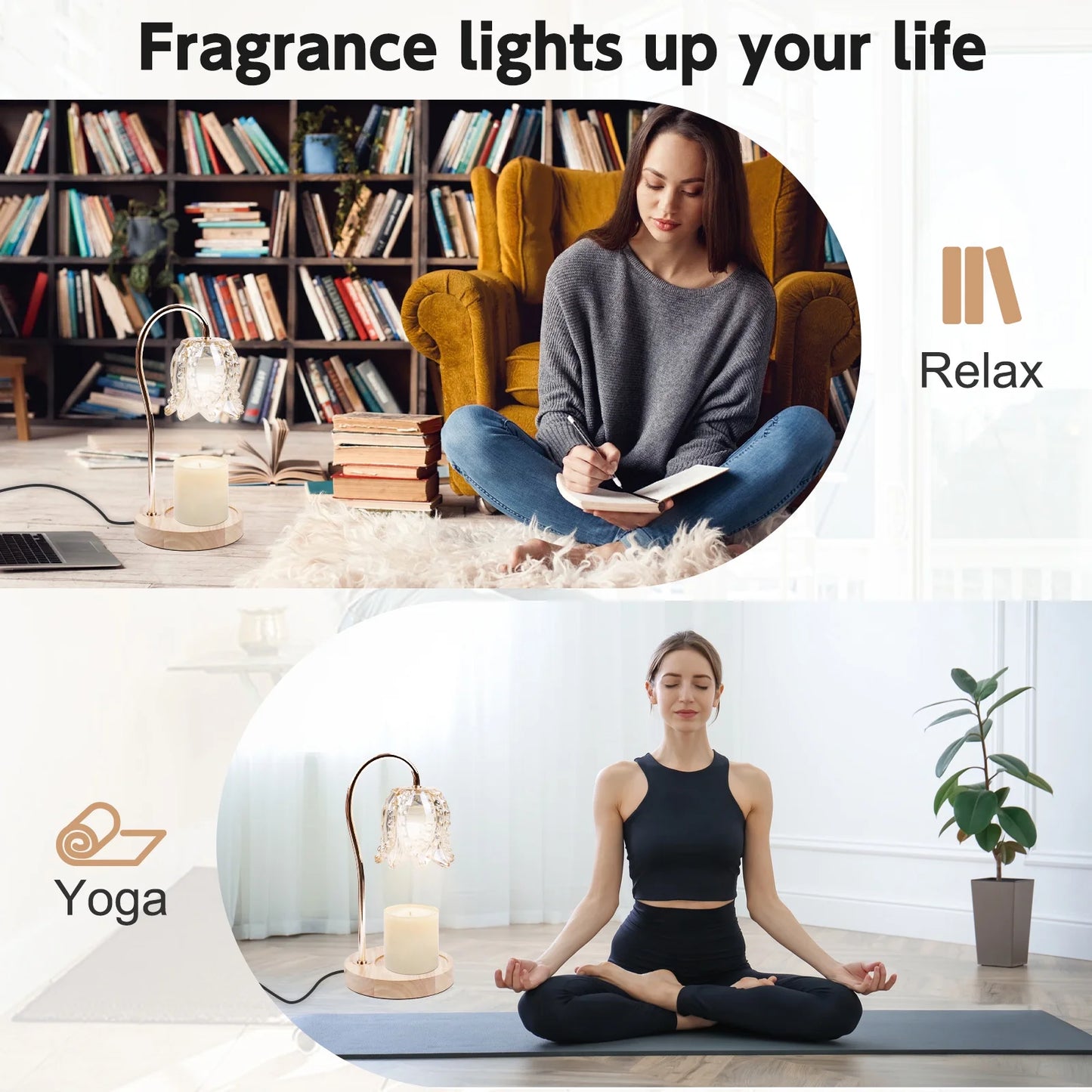 Candle Warmer Lamp, Adjustable Timer & Dimmer and Height with 2 Bulbs, Bedroom Living Room Home Decor Wax Melt Warmer for Scented Wax, Birthday Gifts for Women, Mom Gifts Idea