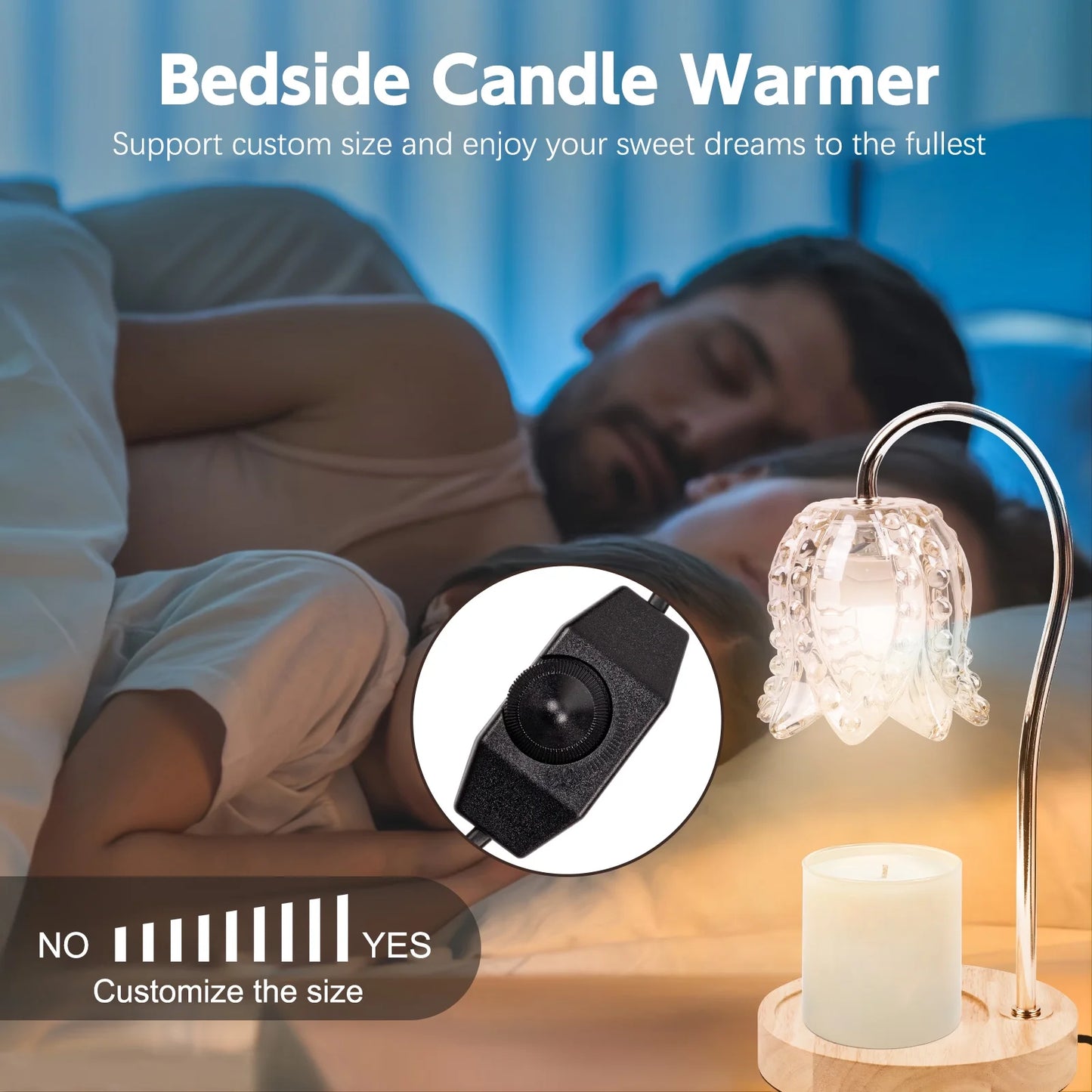 Candle Warmer Lamp, Adjustable Timer & Dimmer and Height with 2 Bulbs, Bedroom Living Room Home Decor Wax Melt Warmer for Scented Wax, Birthday Gifts for Women, Mom Gifts Idea