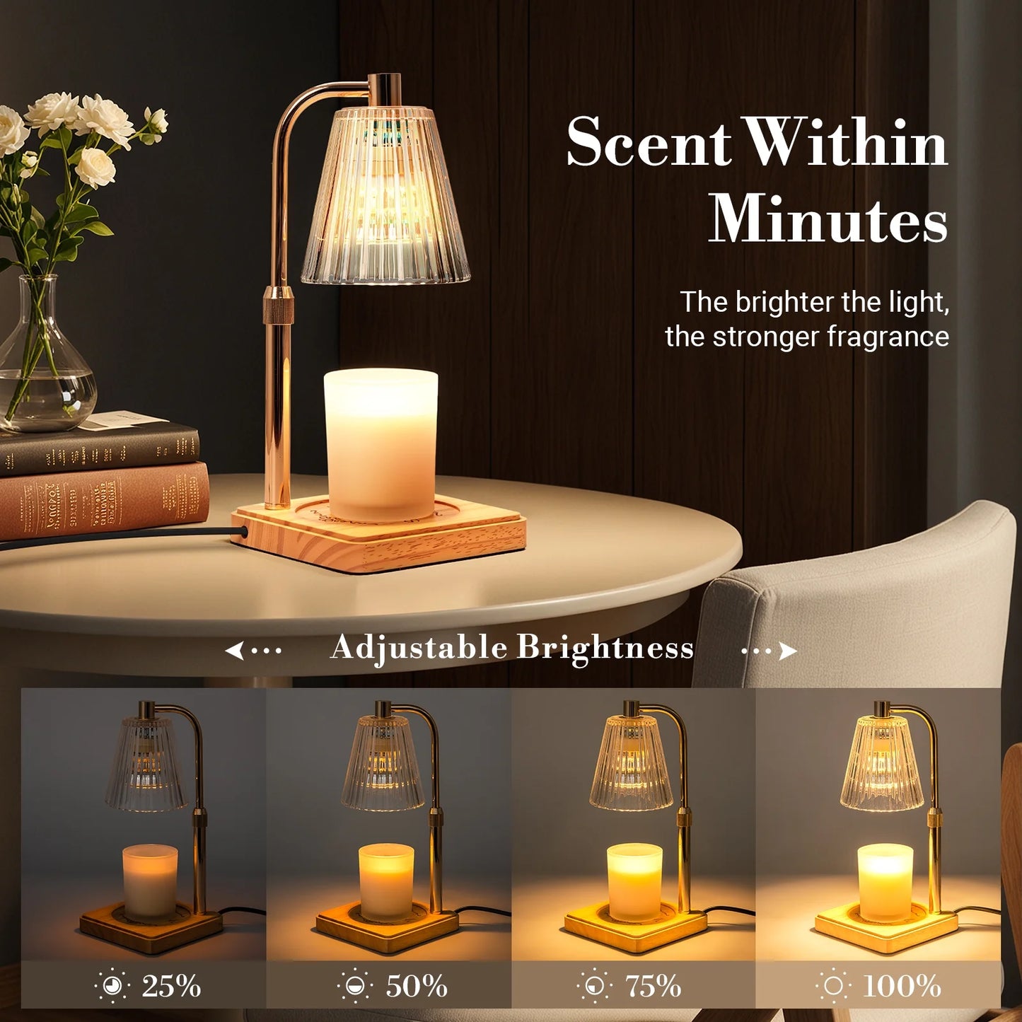 Candle Warmer Lamp for Yankee Large Candles with Timer, Height Adjustable Electric Lamp Candle Warmer for Home Room Decor