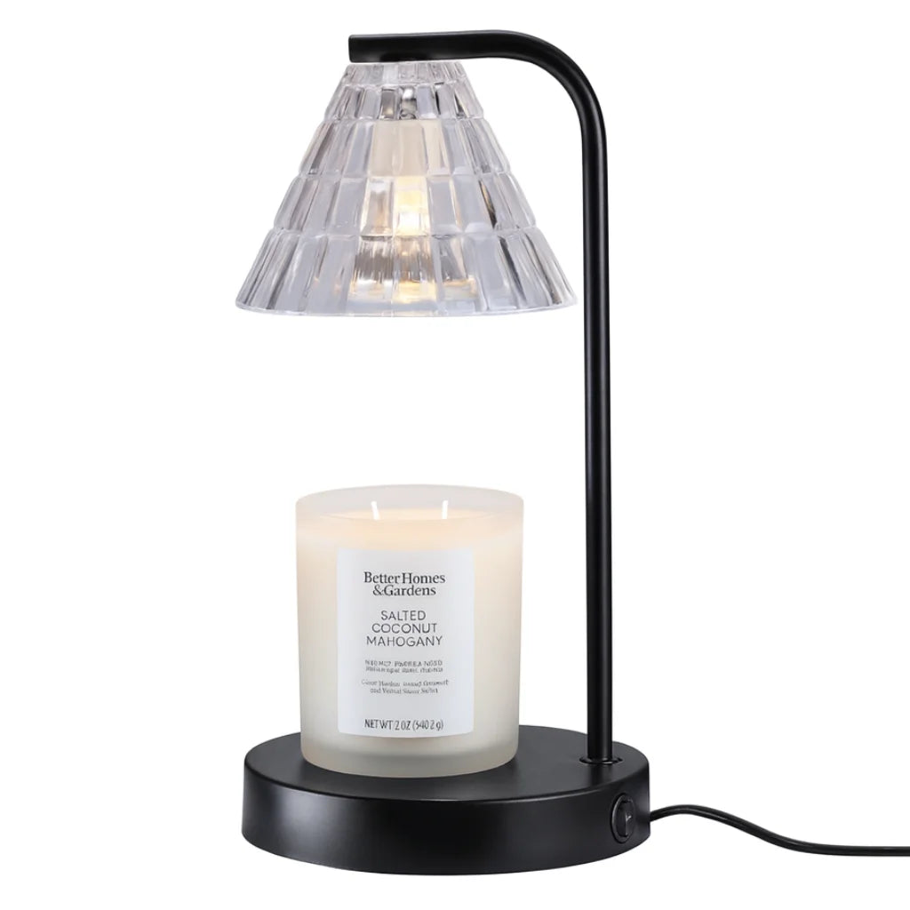 Candle Warmer Lamp, Glass Shade, Black, Traditional, 10.5 Inch, 1 Count