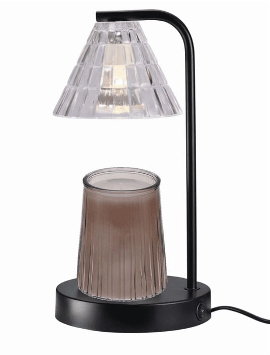 Candle Warmer Lamp, Glass Shade, Black, Traditional, 10.5 Inch, 1 Count